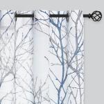 FMFUNCTEX Linen Semi Sheer Curtains for Bedroom, Blue White Curtains 84 Inches Long for Living Room, Grey Tree Branch Patterned Curtain Light Filtering Farmhouse Window Drapes, Grommet Top 2 Panels