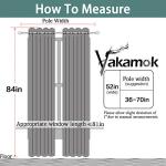 Yakamok Soft and Smooth Blackout Curtains for Bedroom - Grommet Thermal Insulated Room Darkening Curtains for Living Room, Set of 2 Panels (52 x 84Inch, Light Grey)