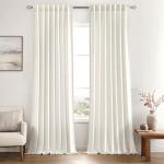 MIULEE Non-See-Through Privacy Linen Curtains 2 Panels, Light Filtering Window Curtains Farmhouse Textured Back Tab Semi Sheer Drapes for Bedroom Living Room, 52 x 84 Inches Long, Natural White