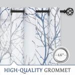 FMFUNCTEX Linen Semi Sheer Curtains for Bedroom, Blue White Curtains 84 Inches Long for Living Room, Grey Tree Branch Patterned Curtain Light Filtering Farmhouse Window Drapes, Grommet Top 2 Panels