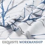 FMFUNCTEX Linen Semi Sheer Curtains for Bedroom, Blue White Curtains 84 Inches Long for Living Room, Grey Tree Branch Patterned Curtain Light Filtering Farmhouse Window Drapes, Grommet Top 2 Panels