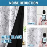 H.VERSAILTEX 100% Blackout Curtains for Living Room Camellia Floral 84 Inches Long Light Blocking Window Treatment with Black Liner Grommet Thermal Drapes, 2 Panels, Grey