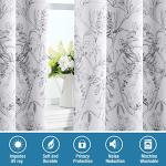 H.VERSAILTEX 100% Blackout Curtains for Living Room Camellia Floral 84 Inches Long Light Blocking Window Treatment with Black Liner Grommet Thermal Drapes, 2 Panels, Grey