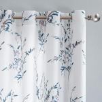 MYSKY HOME Floral Curtains 63 Inch Length 2 Panels for Bedroom Living Room Thermal Insulated Light Filtering Soft Curtains for Home Decor Grommet Leaf Flower Printed Window Treatments, Navy Blue