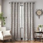 jinchan Linen Textured Curtains for Living Room Darkening 108 Inches Long, Medallion Drapes for Bedroom, Damask Pattern Window Treatments Vintage Curtain Panels, Extra Long 2 Panels Blue on Greige