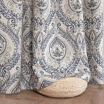 jinchan Linen Textured Curtains for Living Room Darkening 108 Inches Long, Medallion Drapes for Bedroom, Damask Pattern Window Treatments Vintage Curtain Panels, Extra Long 2 Panels Blue on Greige