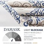 jinchan Linen Textured Curtains for Living Room Darkening 108 Inches Long, Medallion Drapes for Bedroom, Damask Pattern Window Treatments Vintage Curtain Panels, Extra Long 2 Panels Blue on Greige