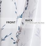 MYSKY HOME Floral Curtains 63 Inch Length 2 Panels for Bedroom Living Room Thermal Insulated Light Filtering Soft Curtains for Home Decor Grommet Leaf Flower Printed Window Treatments, Navy Blue