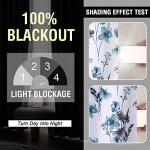 H.VERSAILTEX 100% Blackout Curtains 84 inch Length 2 Panels Set Cattleya Floral Printed Drapes Leah Floral Thermal Curtains for Bedroom with Black Liner Sound Proof Curtains, Grey and Blue