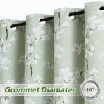 FMFUNCTEX 100% Blackout Floral Curtains for Bedroom, Sage Green Curtains 84 inches Long Blossom Patterned for Living Room, Thermal Insulated Farmhouse Drapes, Grommet Top 2 Panels (White on Green)