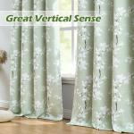 FMFUNCTEX 100% Blackout Floral Curtains for Bedroom, Sage Green Curtains 84 inches Long Blossom Patterned for Living Room, Thermal Insulated Farmhouse Drapes, Grommet Top 2 Panels (White on Green)