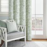 FMFUNCTEX 100% Blackout Floral Curtains for Bedroom, Sage Green Curtains 84 inches Long Blossom Patterned for Living Room, Thermal Insulated Farmhouse Drapes, Grommet Top 2 Panels (White on Green)