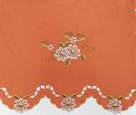 GOHD Cutwork Floral. Kitchen Curtain Set. Swag Valance and Tier Set. Nice Embroidery on Faux Silk Fabric with cutworks. (Rust)