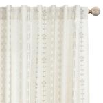 Neutral Farmhouse Curtains for Living Room 84 Inches Long,Taupe Cream Boho Light Filtering Sheer Patterned Modern Beautiful Linen Curtains with Floral Pattern Design Dining Room 84 Length 2 Panels Set