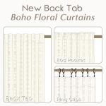 Neutral Farmhouse Curtains for Living Room 84 Inches Long,Taupe Cream Boho Light Filtering Sheer Patterned Modern Beautiful Linen Curtains with Floral Pattern Design Dining Room 84 Length 2 Panels Set