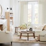 Neutral Farmhouse Curtains for Living Room 84 Inches Long,Taupe Cream Boho Light Filtering Sheer Patterned Modern Beautiful Linen Curtains with Floral Pattern Design Dining Room 84 Length 2 Panels Set