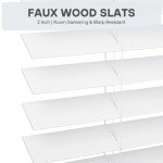 Lotus & Windoware Cordless, 2 Inch Faux Wood Blind, 34" Wide x 36" Long, Window Blinds, Blinds & Shades, Blinds for Indoor Windows, Smooth, Bright White, 34" x 36",Bright White
