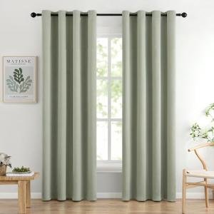 MIULEE Room Darkening Curtains Thermal Insulated Drapes Solid Window Treatment Set Grommet Top Light Blocking Blackout Curtain for Living Room/Bedroom 2 Panels 52 x 84 inch Sage Green