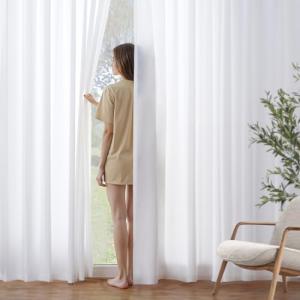 MIULEE White Privacy Sheer Curtains That Let Light in 72 Inches Long Non-See-Through Semi Sheer Curtain Light Filtering Window Curtains Drapes for Living Room Bedroom 2 Panels Set