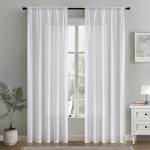MIULEE White Privacy Sheer Curtains That Let Light in 72 Inches Long Non-See-Through Semi Sheer Curtain Light Filtering Window Curtains Drapes for Living Room Bedroom 2 Panels Set