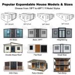 40ft Prefab Expandable Container House with 3 Bedrooms Modular Cabin Design Durable Steel Structure with Glass Curtain Wall