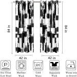 HIYSMT Black and White Curtains,Abstract Modern Art Graffiti Blackout Curtain,4284inch Clean Lines Printed Drapes for Bedrooms and Living Rooms 2 Panels HILC012