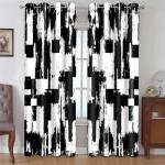 HIYSMT Black and White Curtains,Abstract Modern Art Graffiti Blackout Curtain,4284inch Clean Lines Printed Drapes for Bedrooms and Living Rooms 2 Panels HILC012