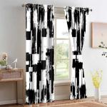 HIYSMT Black and White Curtains,Abstract Modern Art Graffiti Blackout Curtain,4284inch Clean Lines Printed Drapes for Bedrooms and Living Rooms 2 Panels HILC012