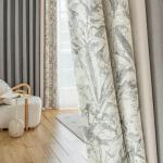 Custom Size Fashion Luxury European Curtains For Living Room Bedroom Gray Leaves Retro Modern Splicing Window Custom