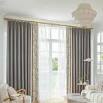 Custom Size Fashion Luxury European Curtains For Living Room Bedroom Gray Leaves Retro Modern Splicing Window Custom