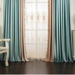 Custom Size Fashion Luxury EuropeanBlue Color Blocking Glossy Blackout Velvet Curtains For Bedroom Living Room Villa