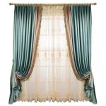 Custom Size Fashion Luxury EuropeanBlue Color Blocking Glossy Blackout Velvet Curtains For Bedroom Living Room Villa