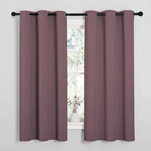 NICETOWN Dry Rose Blackout Curtains for Bedroom (1 Pair, 42 x 63 inches), Farmhouse Thermal Insulated Room Darkening Drapes for Windows