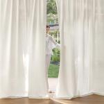 MIULEE Non-See-Through Privacy Linen Curtains 2 Panels, Light Filtering Window Curtains Farmhouse Textured Back Tab Semi Sheer Drapes for Bedroom Living Room, 52 x 90 Inches Long, Natural White