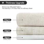 MIULEE Non-See-Through Privacy Linen Curtains 2 Panels, Light Filtering Window Curtains Farmhouse Textured Back Tab Semi Sheer Drapes for Bedroom Living Room, 52 x 90 Inches Long, Natural White