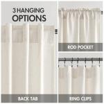 MIULEE Non-See-Through Privacy Linen Curtains 2 Panels, Light Filtering Window Curtains Farmhouse Textured Back Tab Semi Sheer Drapes for Bedroom Living Room, 52 x 90 Inches Long, Natural White