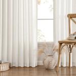 MIULEE Non-See-Through Privacy Linen Curtains 2 Panels, Light Filtering Window Curtains Farmhouse Textured Back Tab Semi Sheer Drapes for Bedroom Living Room, 52 x 90 Inches Long, Natural White
