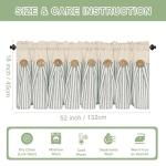 ASPMIZ Cotton Linen Kitchen Valance Curtains, Boho Rustic Button Linen Valances for Windows Farmhouse, Green Stripe Valance Window Treatment Tiers, Rod Pocket Window Valances for Cafe, 52 x 18 Inch