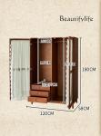 French solid wood wardrobe retro bedroom home hanging clothes large capacity wardrobe double door gauze curtain glass cabinet