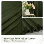 LAMIT Olive Green Velvet Curtains 84 Inch for Living Room, Luxury Thermal Insulated Blackout Curtains Room Darkening Back Tab and Rod Pocket Window Drapes for Bedroom, 2 Panels, 52 x 84 Inch