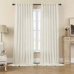 Joydeco Curtains, 108 Inches Long, 2 Panels Set, Farmhouse Drapes for Living Room, Semi-Blackout, Linen-Polyester, Ivory on Linen, Rod Pocket