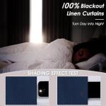 CYCMACO Blue Linen 100% Blackout Curtains for Bedroom, Black Out Curtains 84 Inch Long 2 Panels Set, Back Tab/Rod Pocket Curtain for Living Room, Energy Efficient Curtain(52" W X 84" L, Navy Blue)