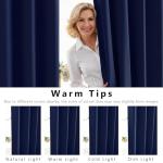 CYCMACO Blue Linen 100% Blackout Curtains for Bedroom, Black Out Curtains 84 Inch Long 2 Panels Set, Back Tab/Rod Pocket Curtain for Living Room, Energy Efficient Curtain(52" W X 84" L, Navy Blue)