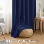 CYCMACO Blue Linen 100% Blackout Curtains for Bedroom, Black Out Curtains 84 Inch Long 2 Panels Set, Back Tab/Rod Pocket Curtain for Living Room, Energy Efficient Curtain(52" W X 84" L, Navy Blue)