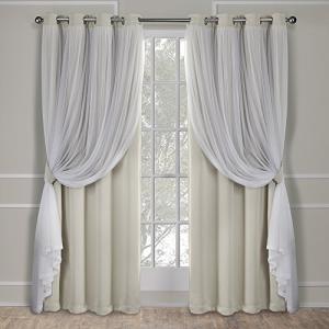 TOWN & COUNTRY LUXE Talia Double Layer Indoor Curtains, Sheer and Room Darkening Blackout, Grommet Top, Energy Efficient, 2-Pack Set, 52"x84", Sand