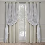 TOWN & COUNTRY LUXE Talia Double Layer Indoor Curtains, Sheer and Room Darkening Blackout, Grommet Top, Energy Efficient, 2-Pack Set, 52"x84", Sand