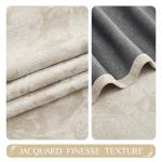 Beauoop Beige Floral Jacquard Blackout Curtains 84 Inches Long 2 Panels for Bedroom Living Room Flower Chenille Room Darkening Thermal Insulated Soundproof Grommet Window Treatments Drapes 52x84x2