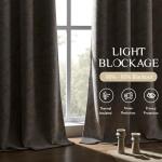 Beauoop Beige Floral Jacquard Blackout Curtains 84 Inches Long 2 Panels for Bedroom Living Room Flower Chenille Room Darkening Thermal Insulated Soundproof Grommet Window Treatments Drapes 52x84x2