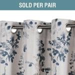 H.VERSAILTEX Linen Blackout Curtains Blue Floral 63 Inches Long Thermal Insulated Curtains for Textured Burlap Grommet Window Curtains for Living Room Bedroom, 2 Panels, Bluestone and Taupe