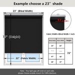 AOSKY Cordless Roller Shades Blackout Blinds for Windows Room Darkening Rolled Up Shades with Spring System, UV Protection Window Shades Door Blinds for Home and Office (23" W x 72" H, Black)